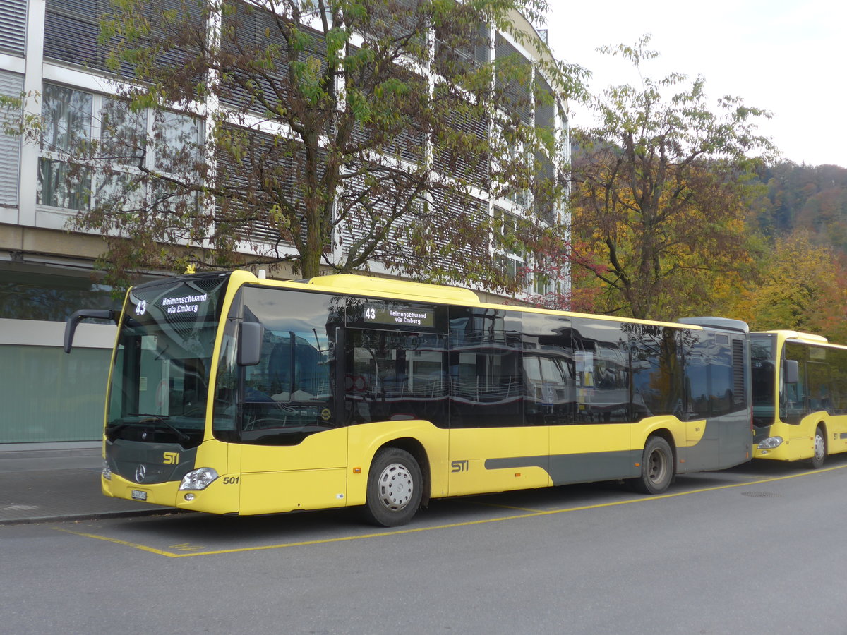 (199'176) - STI Thun - Nr. 501/BE 408'501 - Mercedes am 31. Oktober 2018 bei der Schiffl�ndte Thun