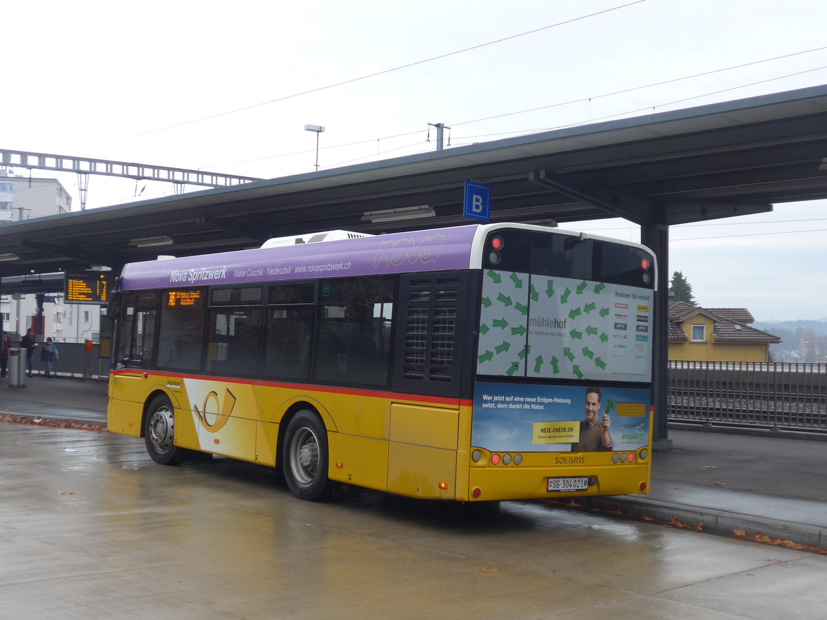 (199'528) - Schmidt, Oberb�ren - SG 304'021 - Solaris am 24. November 2018 beim Bahnhof Uzwil
