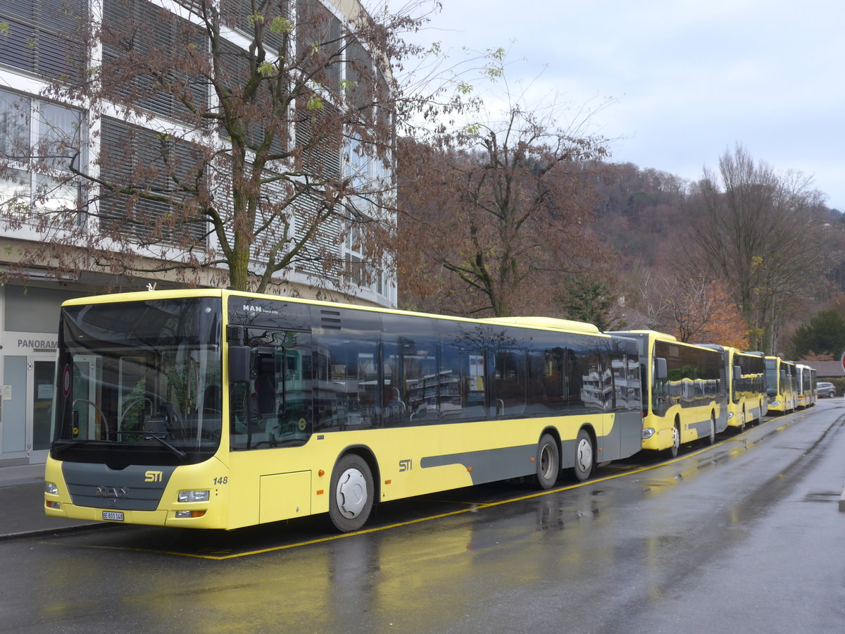 (199'642) - STI Thun - Nr. 148/BE 801'148 - MAN am 6. Dezember 2018 bei der Schiffl�ndte Thun
