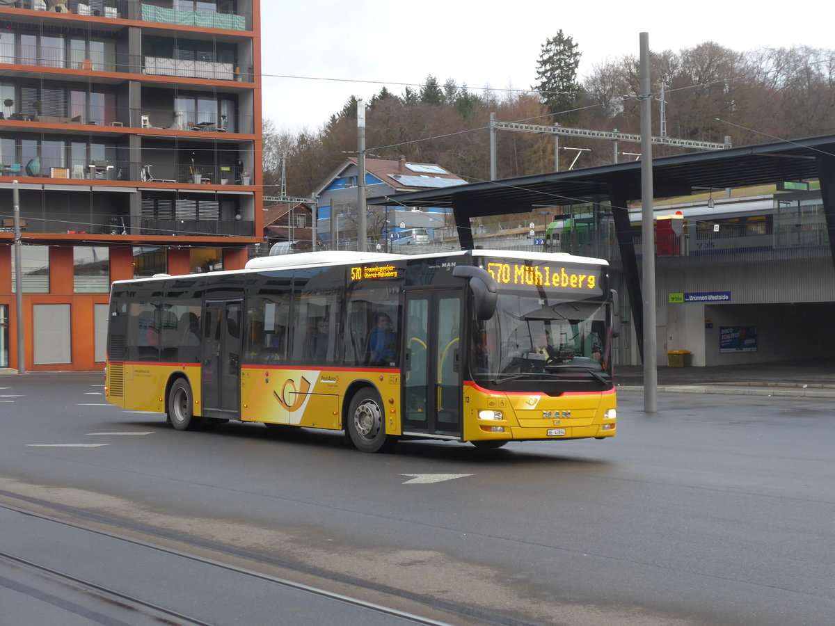 (199'921) - Steiner, Ortschwaben - Nr. 13/BE 47'894 - MAN am 10. Dezember 2018 beim Bahnhof Bern Br�nnen Westside