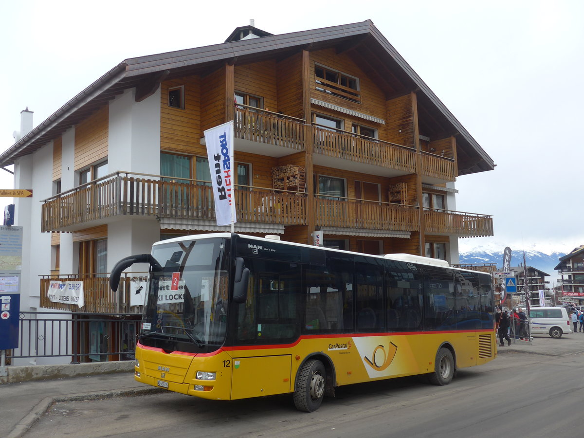 (200'347) - MOB Montreux - Nr. 12/VD 527'776 - MAN/G�ppel am 30. Dezember 2018 in Haute-Nendaz, T�l�cabine (Einsatz Lathion)