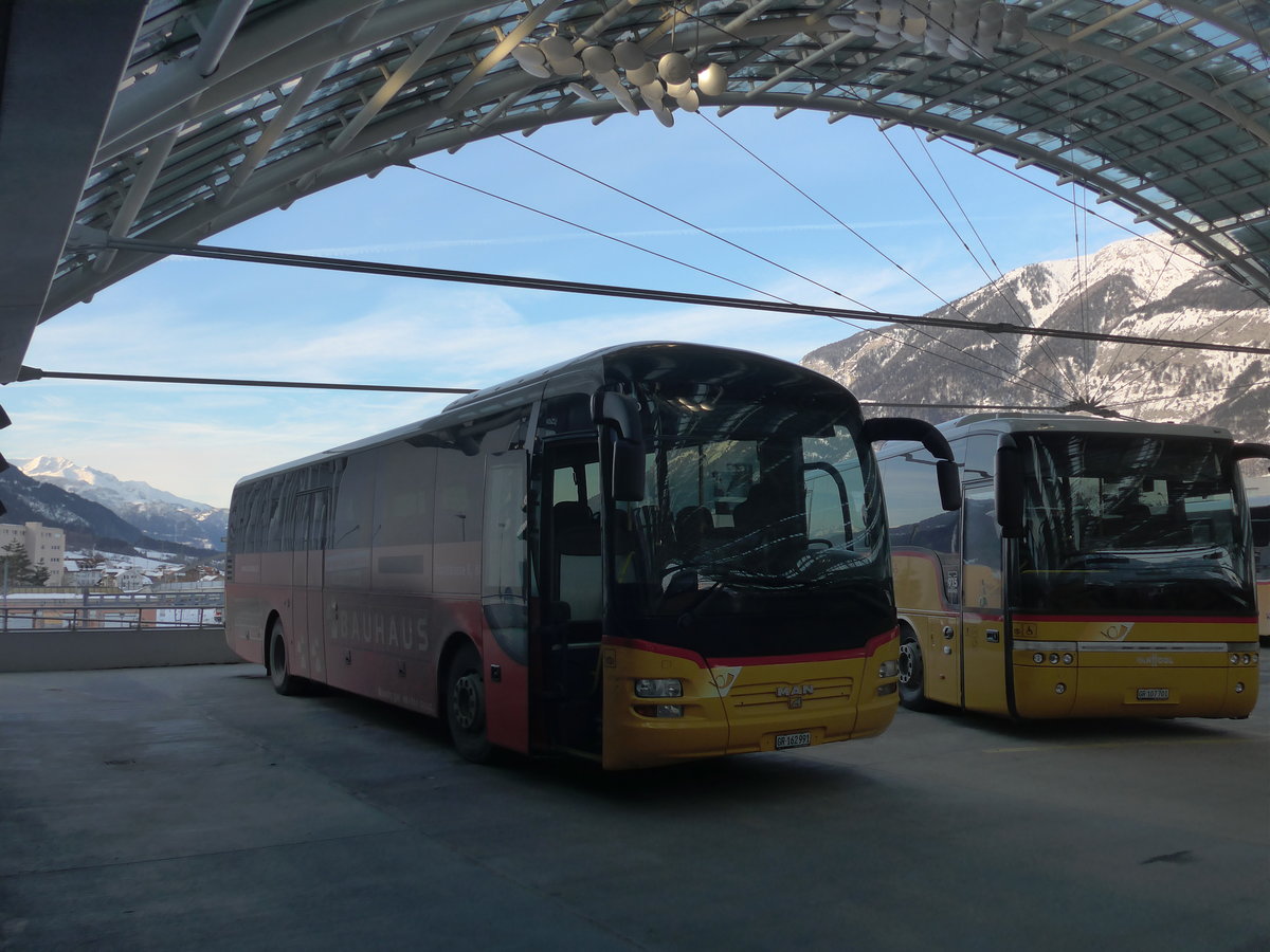 (201'212) - PostAuto Graub�nden - GR 162'991 - MAN am 19. Januar 2019 in Chur, Postautostation