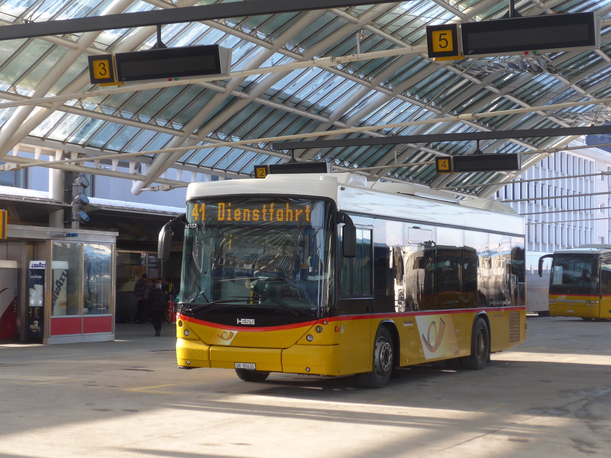 (201'246) - PostAuto Graub�nden - GR 85'630 - Scania/Hess am 19. Januar 2019 in Chur, Postautostation