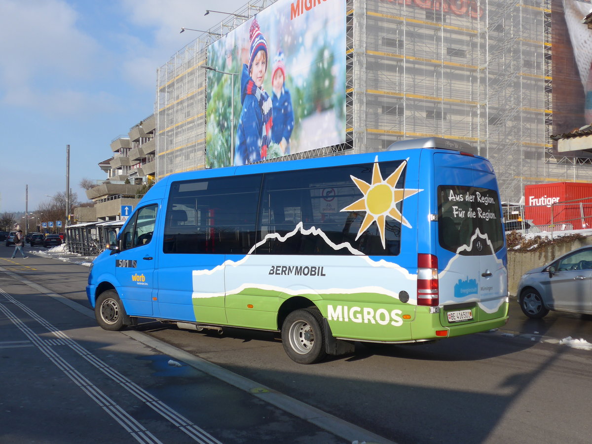 (201'475) - Bernmobil, Bern - Nr. 501/BE 416'501 - Mercedes (ex Mattli, Wassen) am 4. Februar 2019 beim Bahnhof M�nsingen