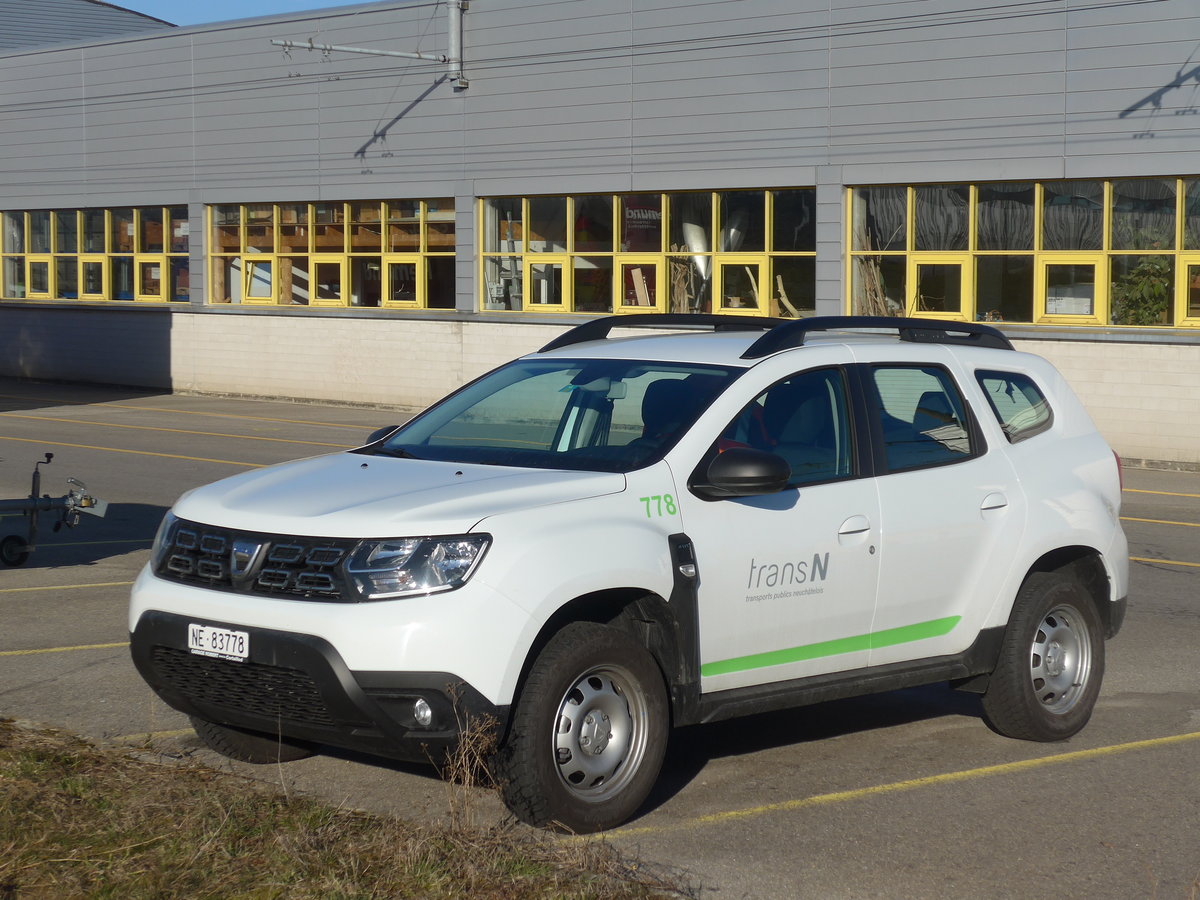 (201'660) - transN, La Chaux-de-Fonds - Nr. 778/NE 83'778 - Dacia am 16. Februar 2019 in Marin, D�p�t