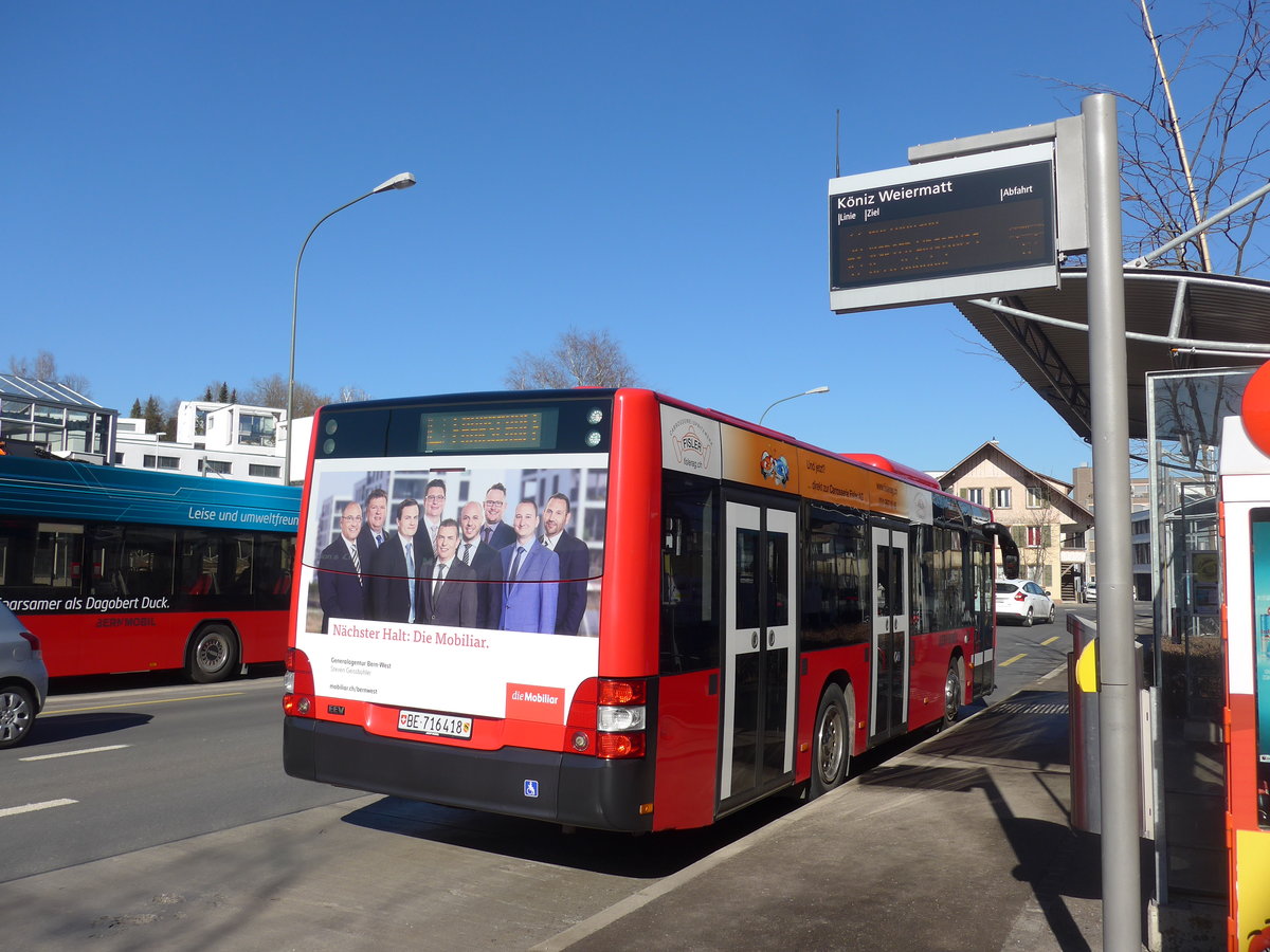 (201'721) - Bernmobil, Bern - Nr. 418/BE 716'418 - MAN am 18. Februar 2019 in K�niz, Weiermatt