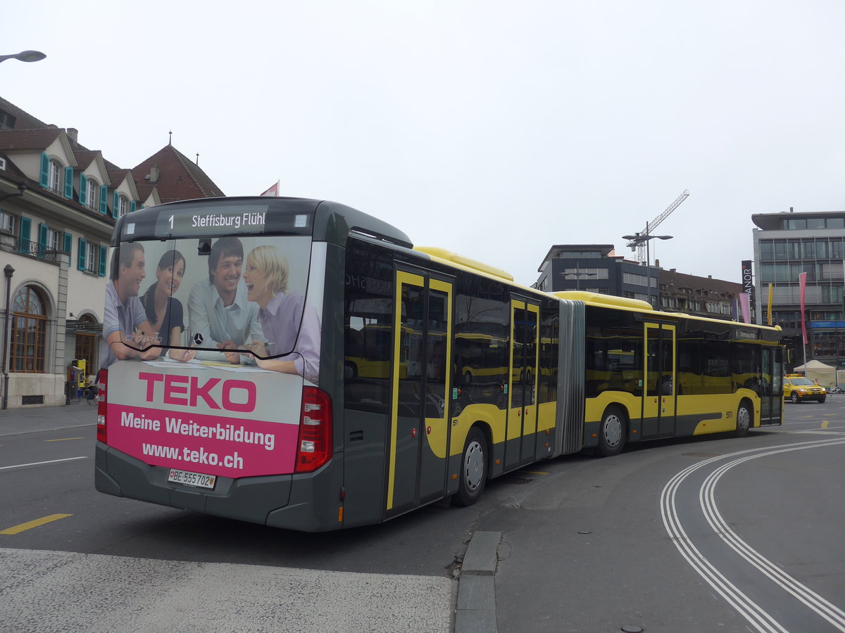(201'798) - STI Thun - Nr. 702/BE 555'702 - Mercedes am 1. M�rz 2019 beim Bahnhof Thun
