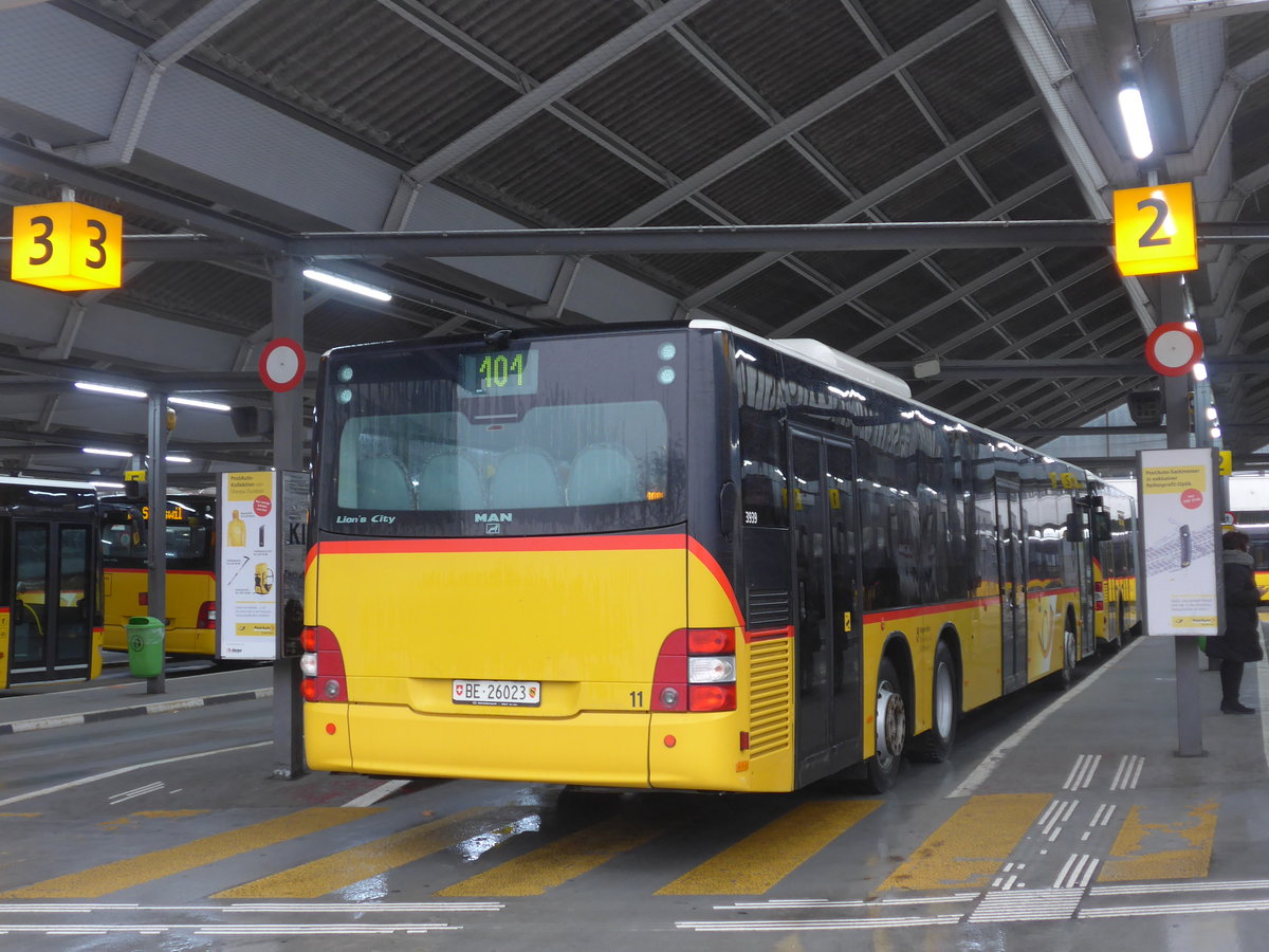 (201'941) - Steiner, Ortschwaben - Nr. 11/BE 26'023 - MAN am 4. M�rz 2019 in Bern, Postautostation
