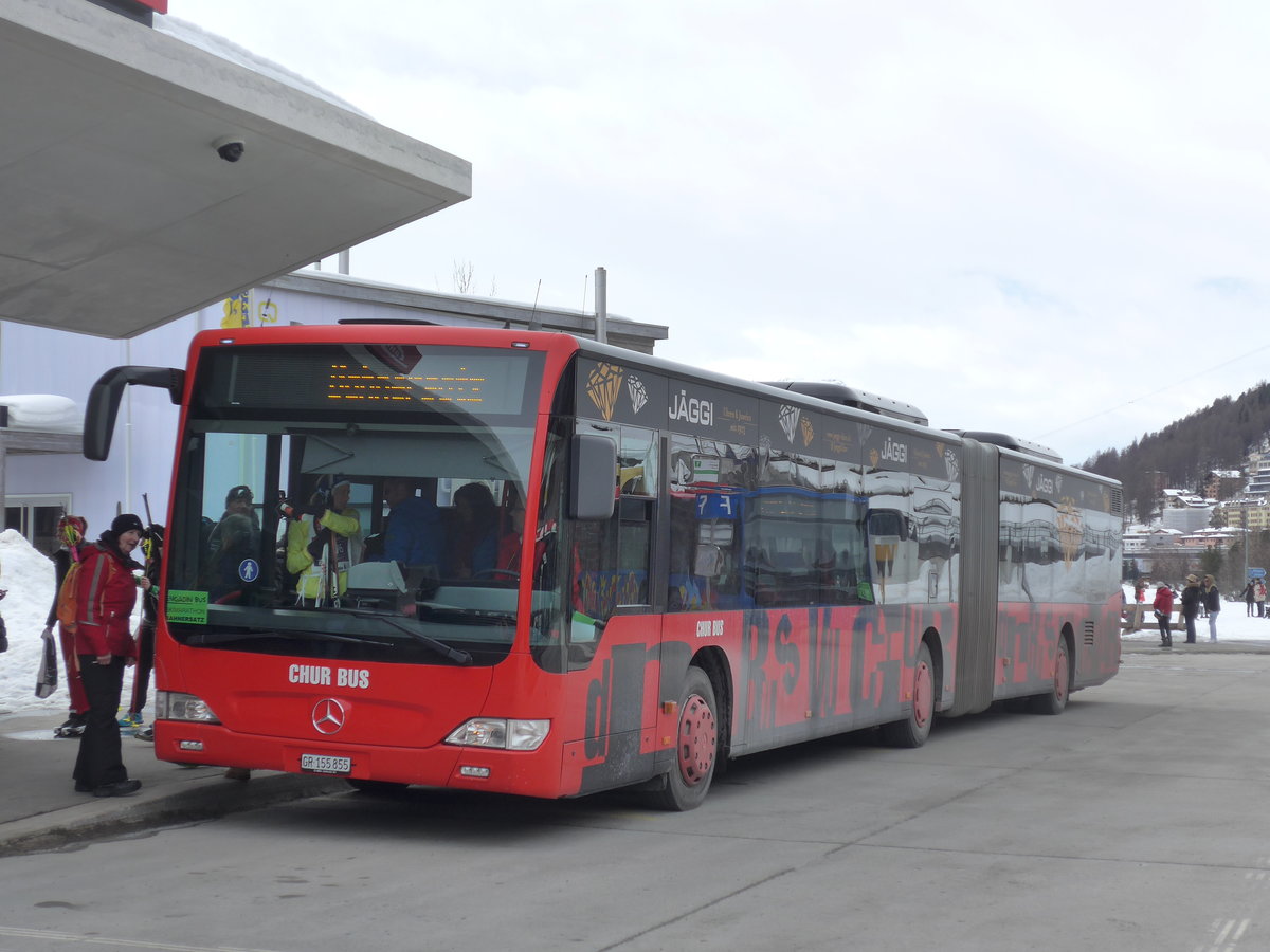 (202'045) - SBC Chur - Nr. 55/GR 155'855 - Mercedes am 10. M�rz 2019 beim Bahnhof St. Moritz