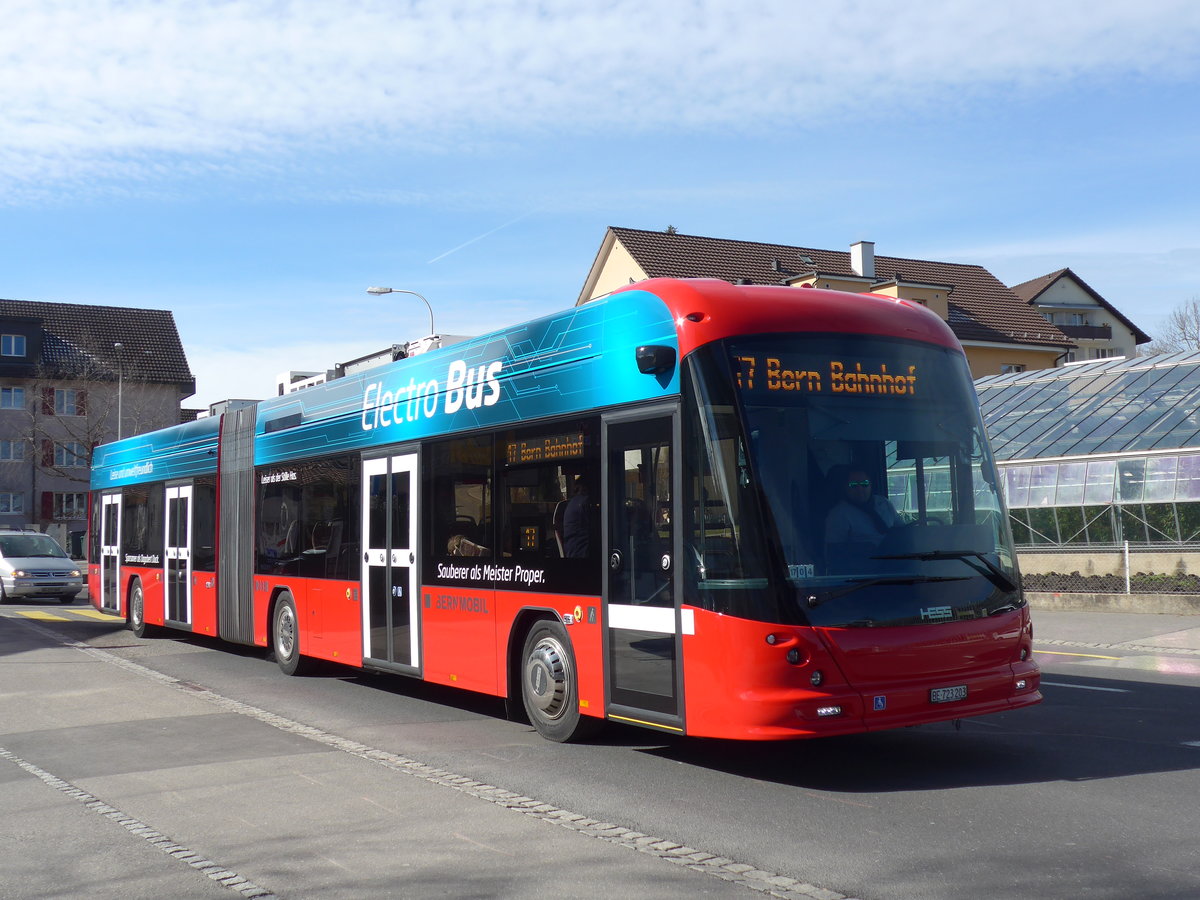 (202'333) - Bernmobil, Bern - Nr. 203/BE 723'203 - Hess/Hess am 12. M�rz 2019 in K�niz, Weiermatt