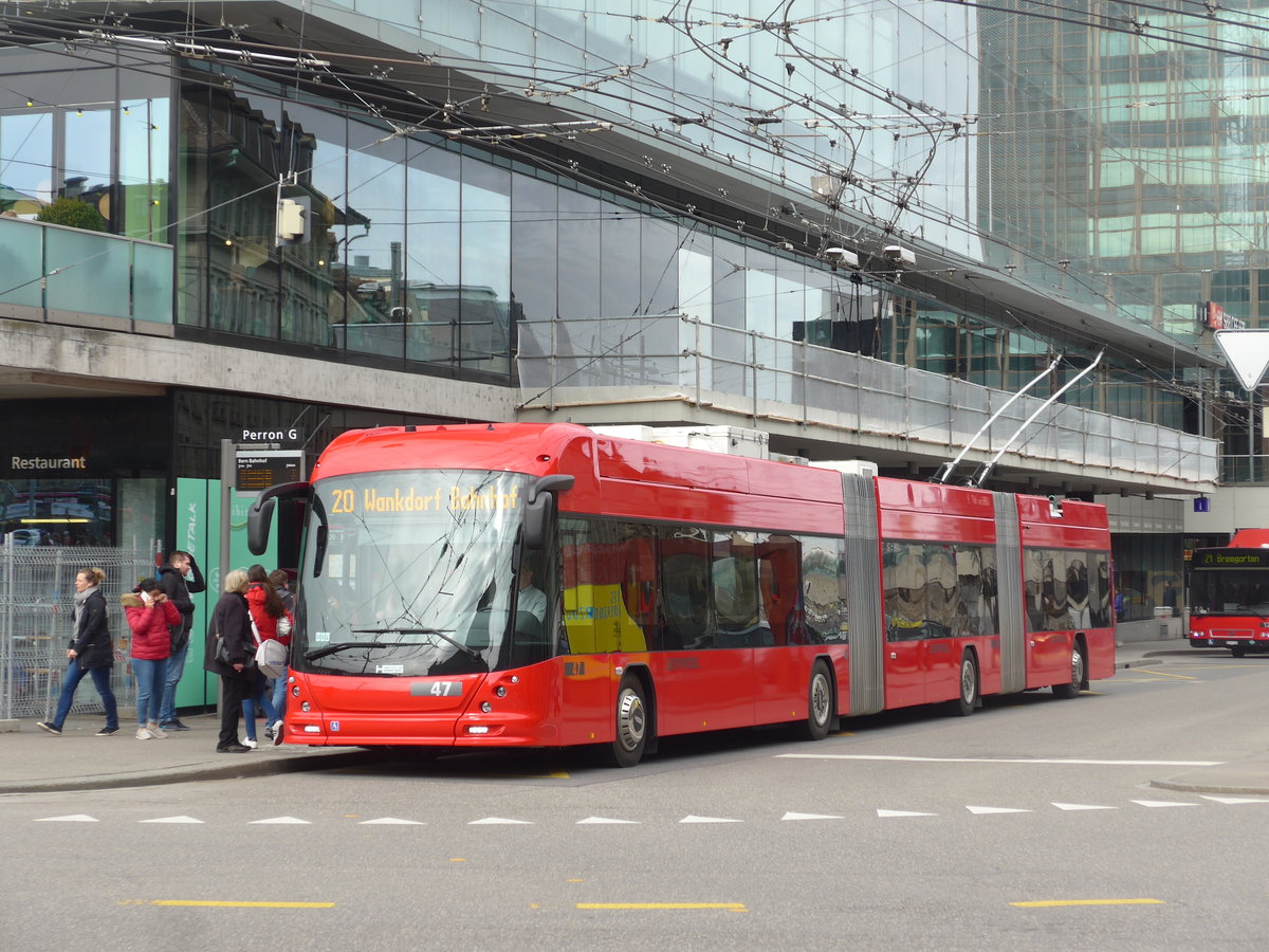 (202'353) - Bernmobil, Bern - Nr. 47 - Hess/Hess Doppelgelenktrolleybus am 12. M�rz 2019 beim Bahnhof Bern