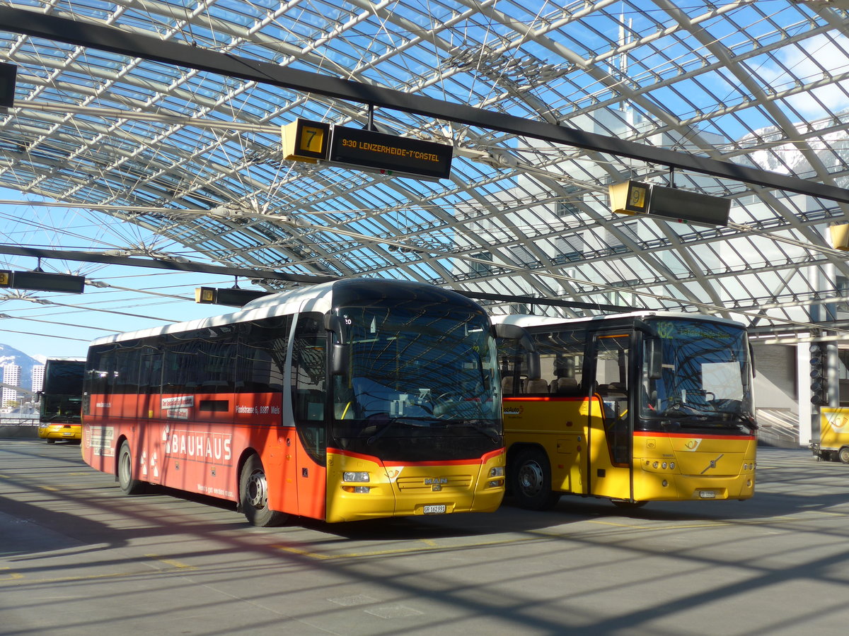 (202'596) - PostAuto Graub�nden - GR 162'991 - MAN am 20. M�rz 2019 in Chur, Postautostation