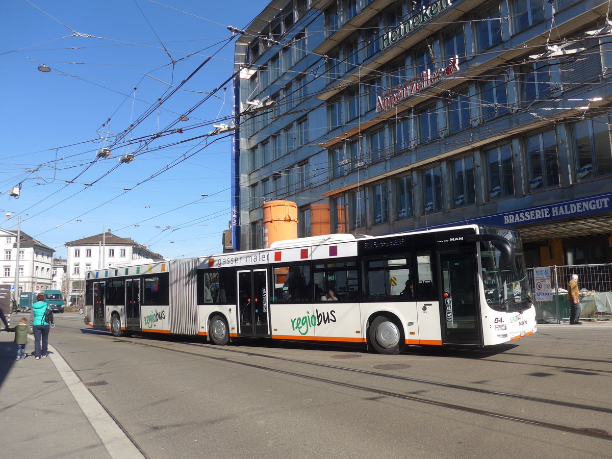 (202'757) - Regiobus, Gossau - Nr. 54/SG 451'154 - MAN am 21. M�rz 2019 beim Bahnhof St. Gallen