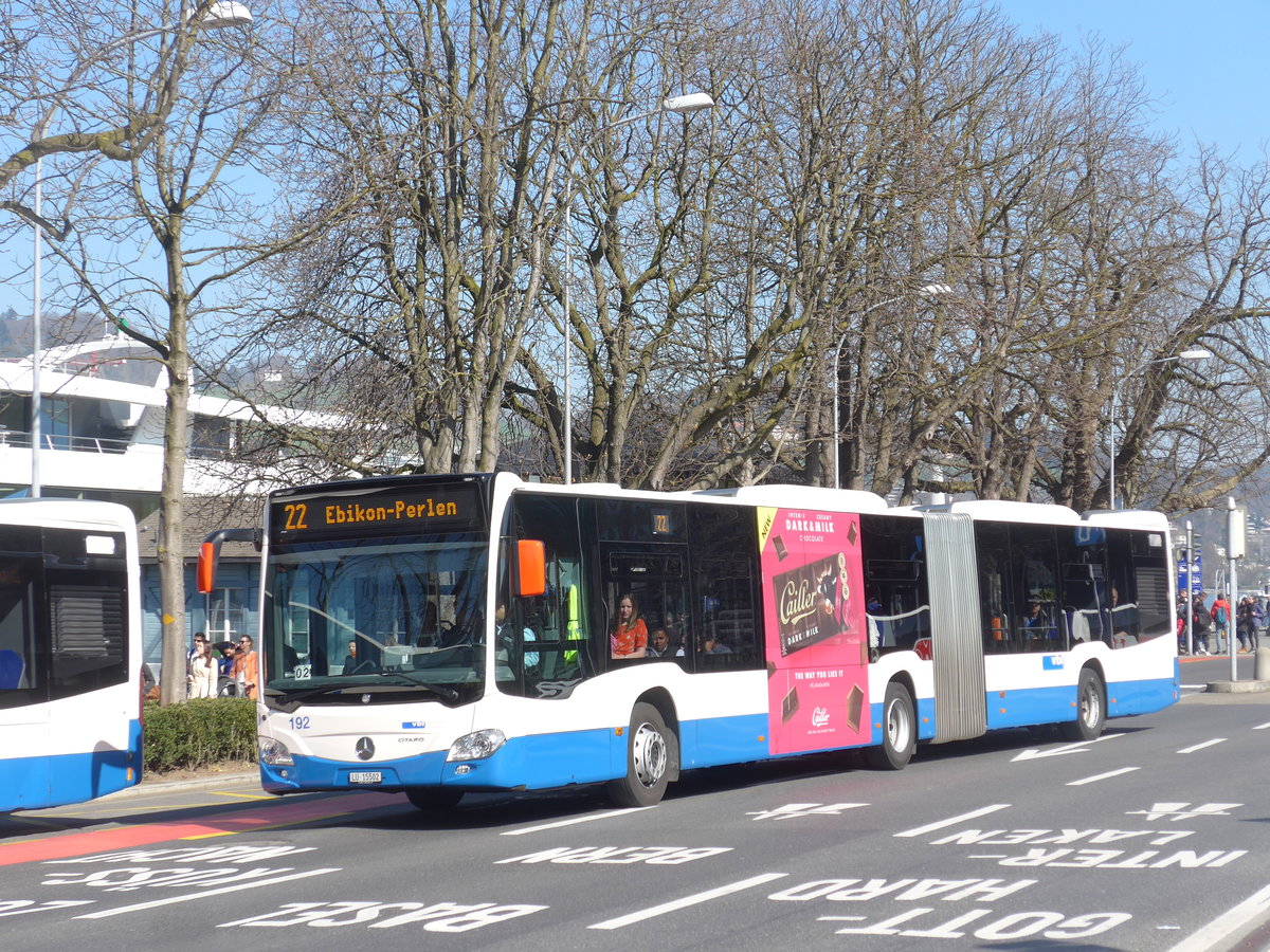 (202'998) - VBL Luzern - Nr. 192/LU 15'502 - Mercedes am 23. M�rz 2019 beim Bahnhof Luzern