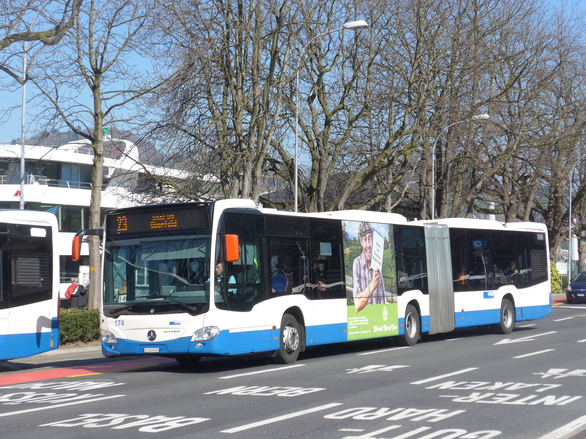 (203'002) - VBL Luzern - Nr. 174/LU 249'490 - Mercedes am 23. M�rz 2019 beim Bahnhof Luzern 