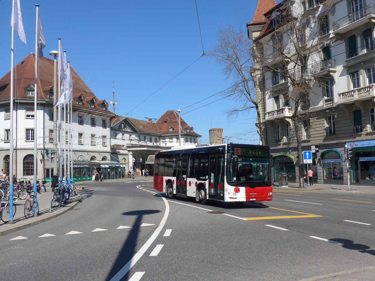 (203'227) - TPF Fribourg - Nr. 350/FR 300'418 - MAN/G�ppel am 24. M�rz 2019 beim Bahnhof Fribourg