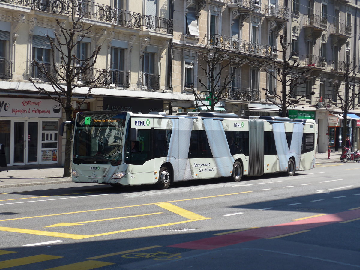 (203'232) - TPF Fribourg - Nr. 563/FR 300'416 - Mercedes am 24. M�rz 2019 beim Bahnhof Fribourg