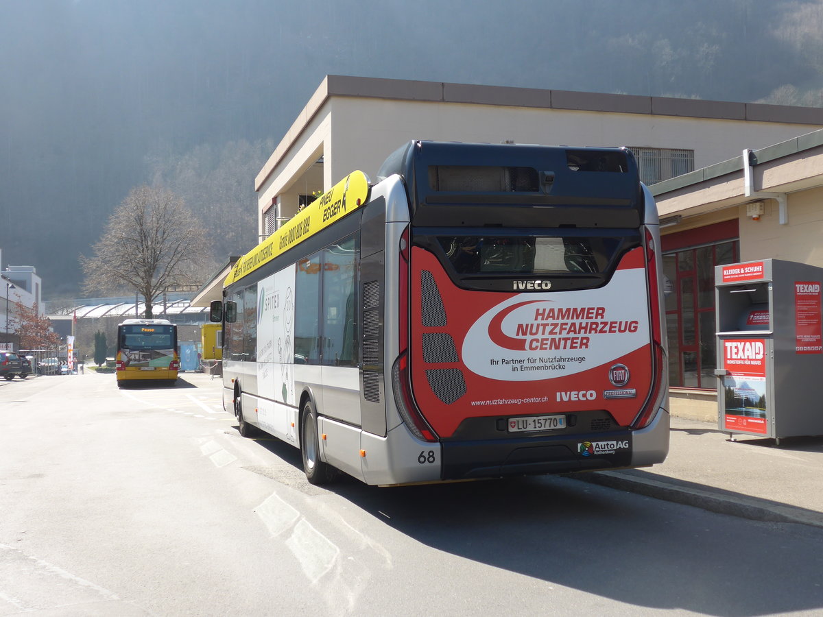 (203'322) - AAGR Rothenburg - Nr. 68/LU 15'770 - Iveco am 30. M�rz 2019 beim Bahnhof Hergiswil