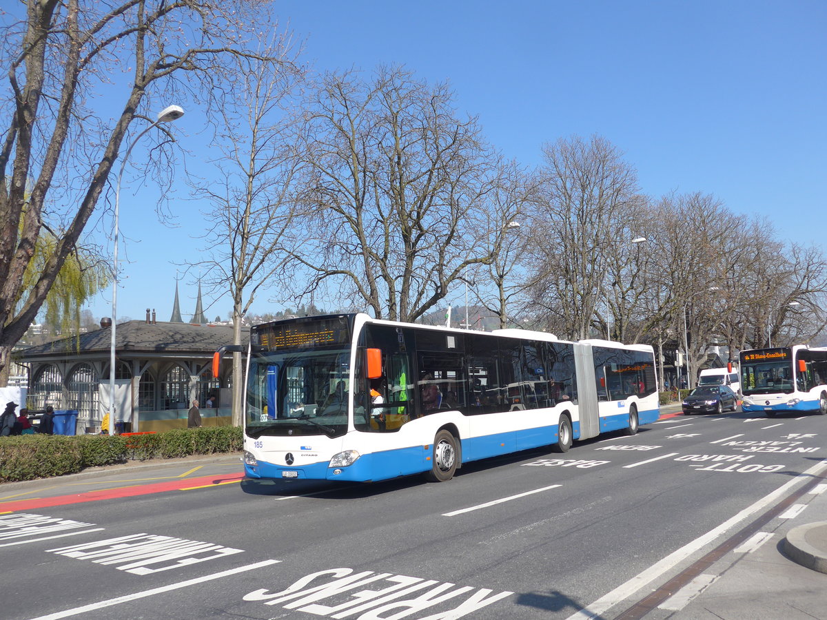 (203'343) - VBL Luzern - Nr. 185/LU 15'012 - Mercedes am 30. M�rz 2019 beim Bahnhof Luzern