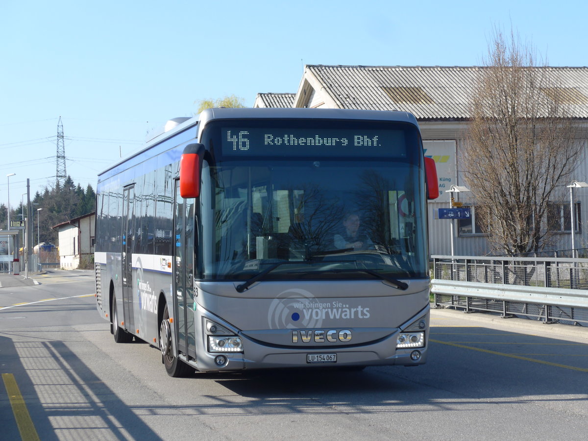 (203'352) - AAGR Rothenburg - Nr. 53/LU 154'067 - Iveco am 30. M�rz 2019 beim Bahnhof Rothenburg