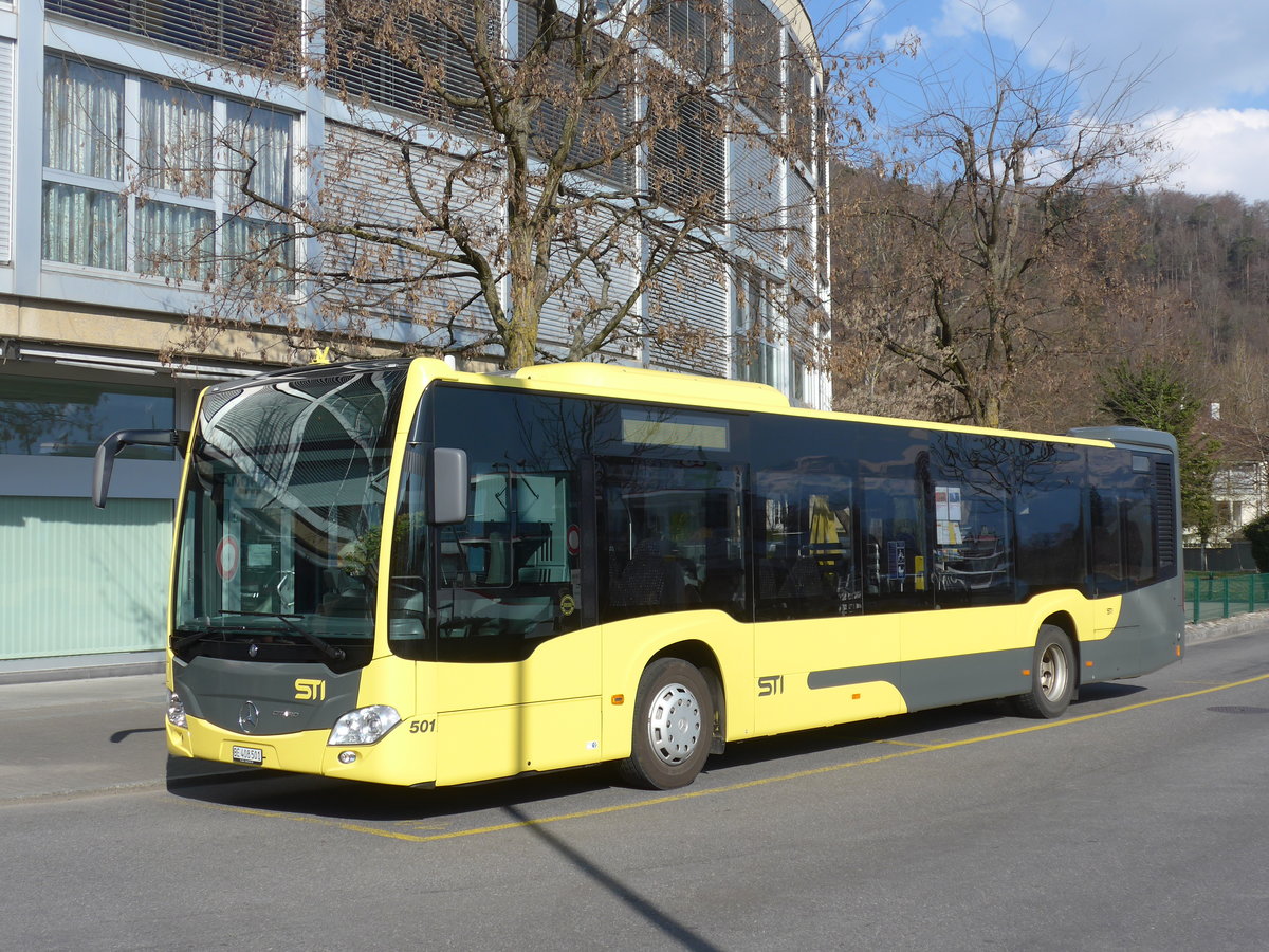 (203'445) - STI Thun - Nr. 501/BE 408'501 - Mercedes am 31. M�rz 2019 bei der Schiffl�ndte Thun