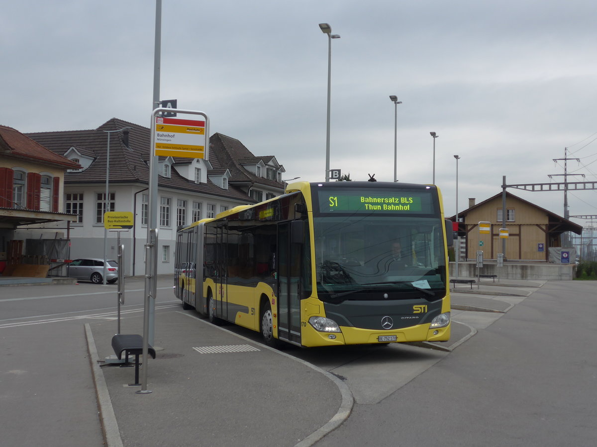 (203'456) - STI Thun - Nr. 170/BE 752'170 - Mercedes am 7. April 2019 beim Bahnhof M�nsingen