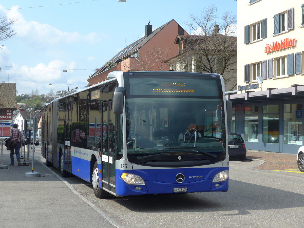 (203'544) - VZO Gr�ningen - Nr. 125/ZH 873'125 - Mercedes am 7. April 2019 beim Bahnhof Meilen