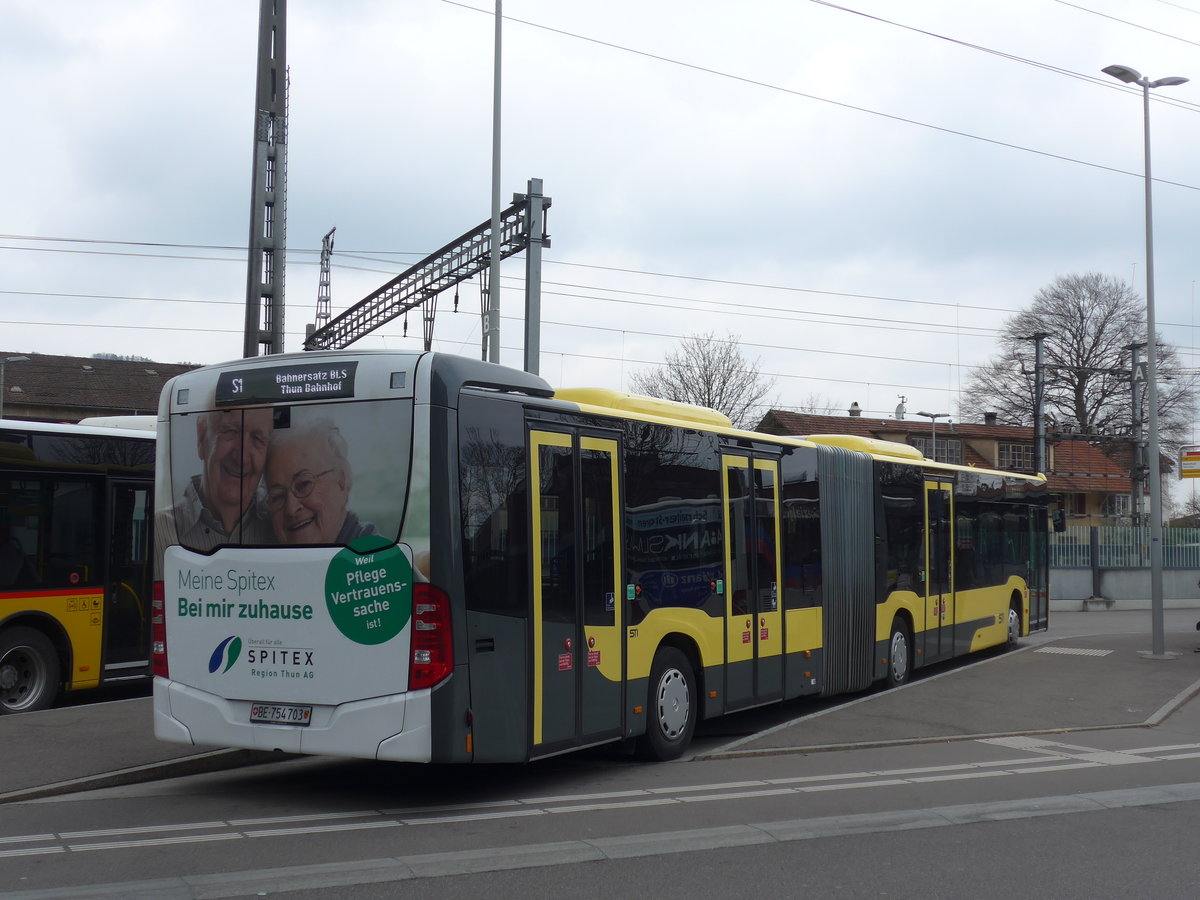 (203'654) - STI Thun - Nr. 703/BE 754'703 - Mercedes am 14. April 2019 beim Bahnhof M�nsingen