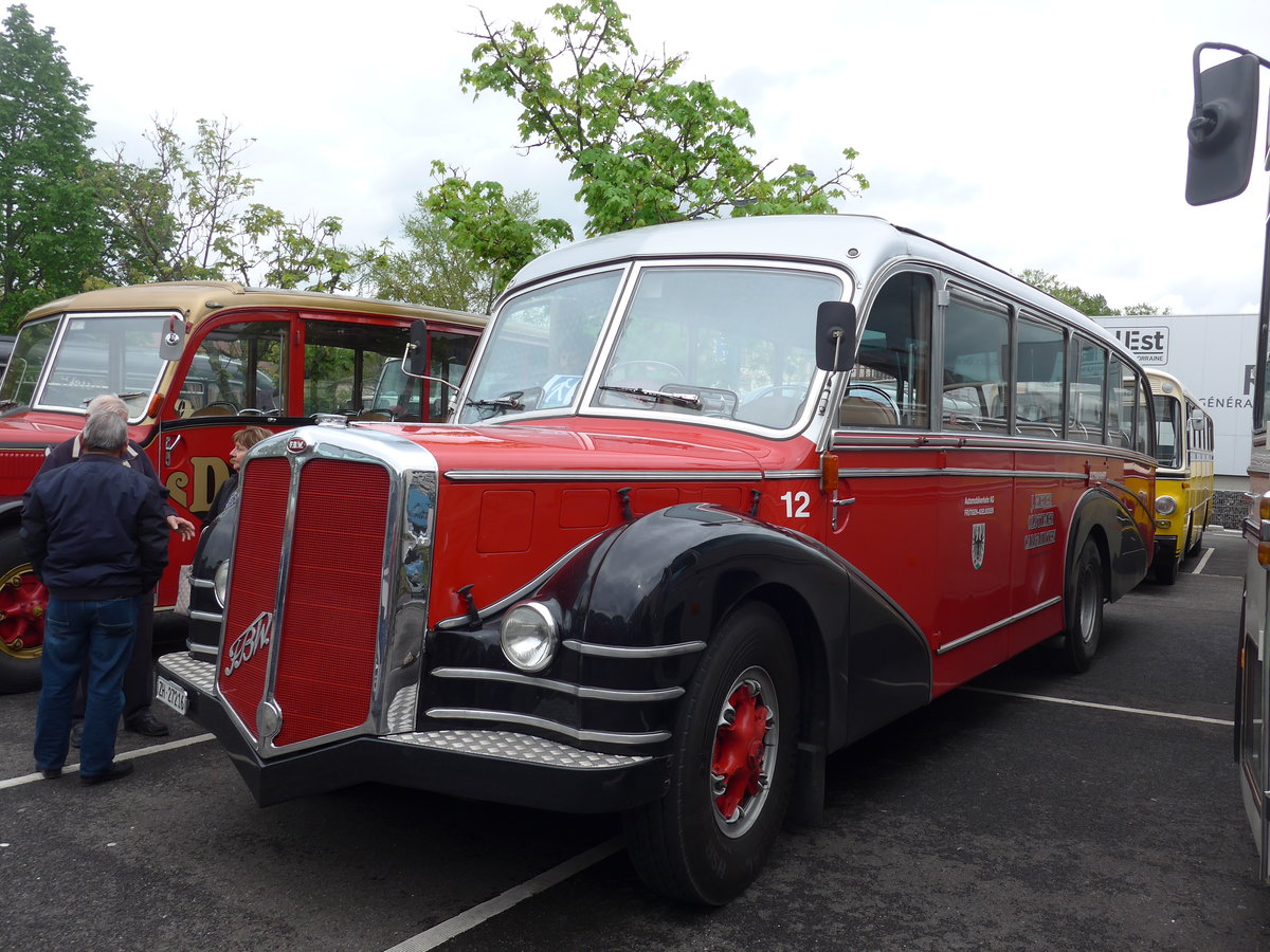 (203'971) - Aus der Schweiz: Meier, Gr�t - Nr. 12/ZH 27'216 - FBW/R&J (ex Wespe, Altst�tten; ex AFA Adelboden Nr. 12) am 26. April 2019 in Haguenau, Parkplatz