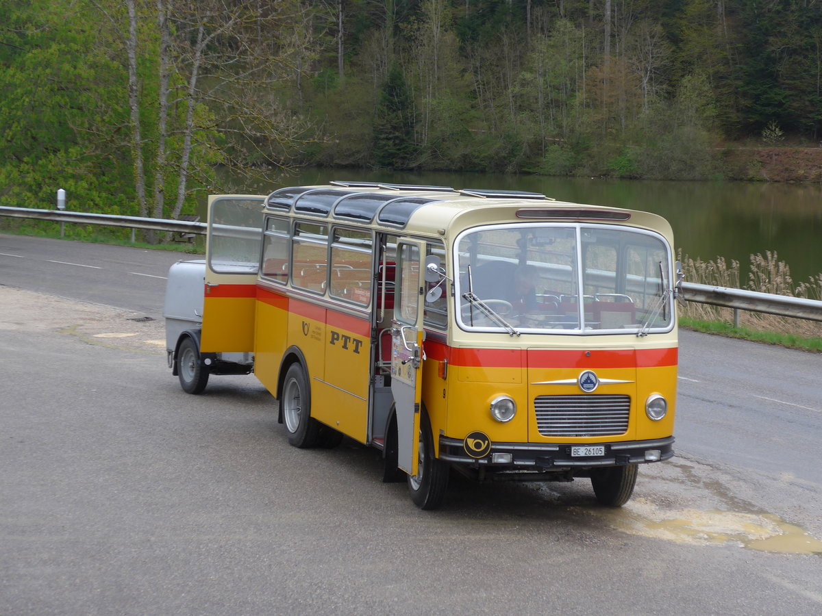 (204'550) - Schmid, Th�rishaus - Nr. 9/BE 26'105 - Saurer/R&J (ex Geiger, Adelboden Nr. 9) am 28. April 2019 in Lucelle, Motel Noirval