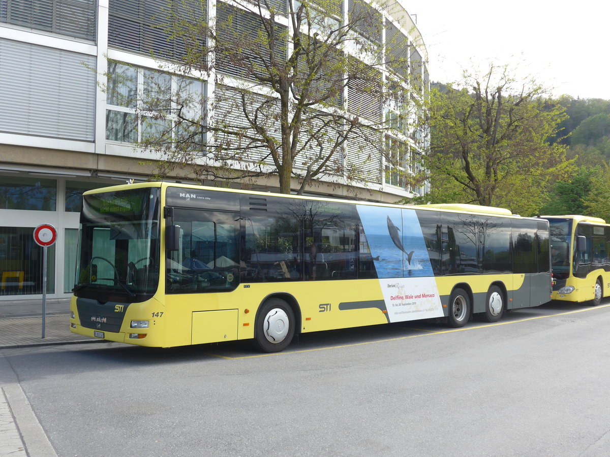 (204'557) - STI Thun - Nr. 147/BE 801'147 - MAN am 29. April 2019 bei der Schiffl�ndte Thun