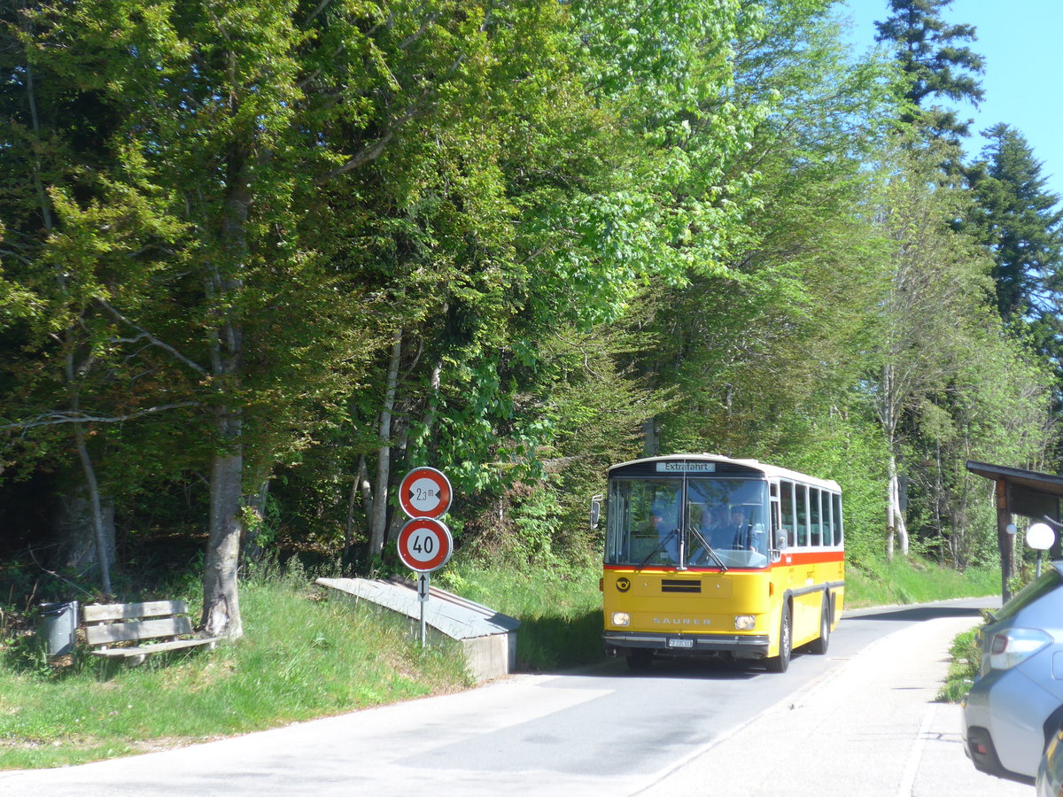 (205'701) - Eichenberger, B�singen - FR 335'303 - Saurer/R&J (ex Schlapp, Cottens; ex Ruklic, Schaffhausen; ex Heim, Flums; ex Frigg, Zernez; ex P 24'279) am 2. Juni 2019 in Emmenmatt, Moosweg