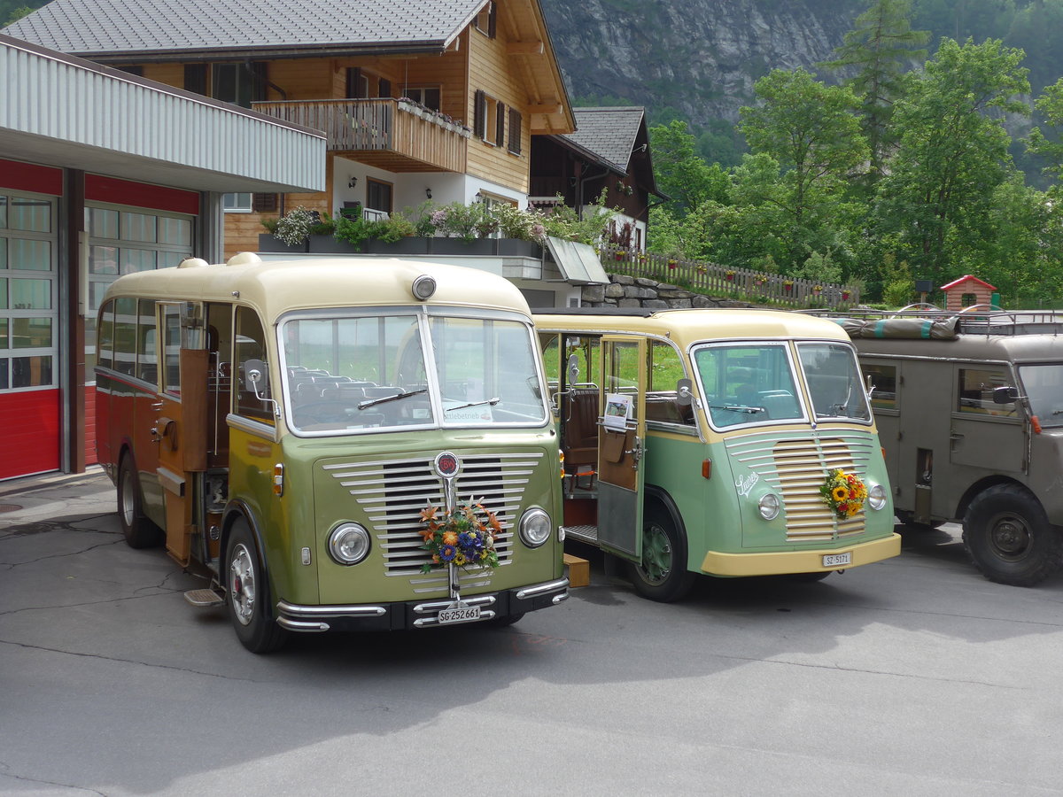 (206'295) - Nostalgieclub, Filzbach - SG 252'661 - FBW/R&J (ex Steiner, Kaltbrunn; ex Gr�nenfelder, Walenstadt) am 15. Juni 2019 in Elm, Station