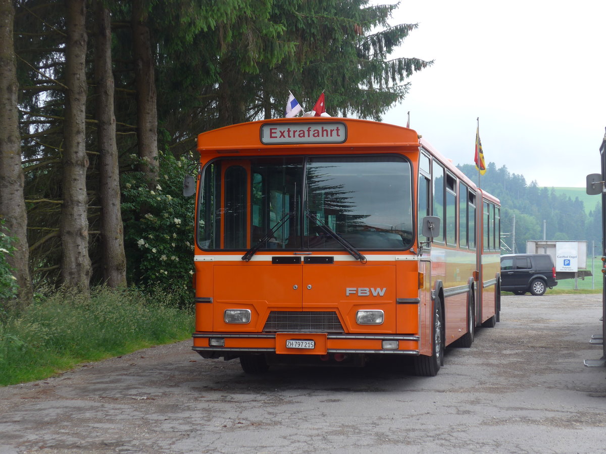 (206'477) - ZVB Zug (RWB) - Nr. 35/ZH 797'215 - FBW/Hess am 22. Juni 2019 beim Bahnhof H�swil