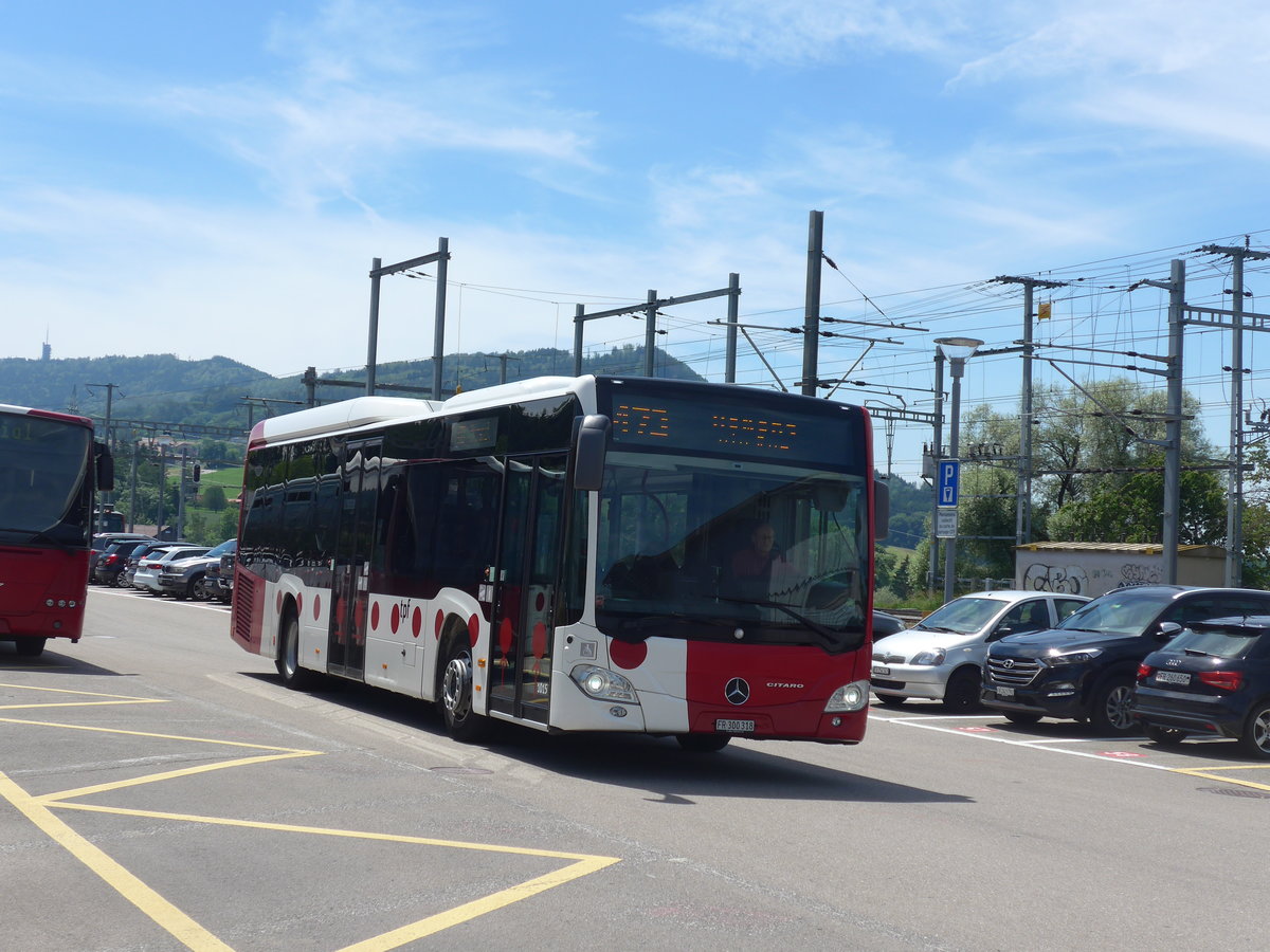 (206'800) - TPF Fribourg - Nr. 1015/FR 300'318 - Mercedes am 24. Juni 2019 beim Bahnhof Pal�zieux