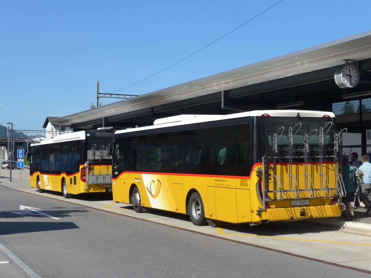 (206'859) - Schnider, Sch�pfheim - LU 15'607 - Iveco am 30. Juni 2019 beim Bahnhof Sch�pfheim
