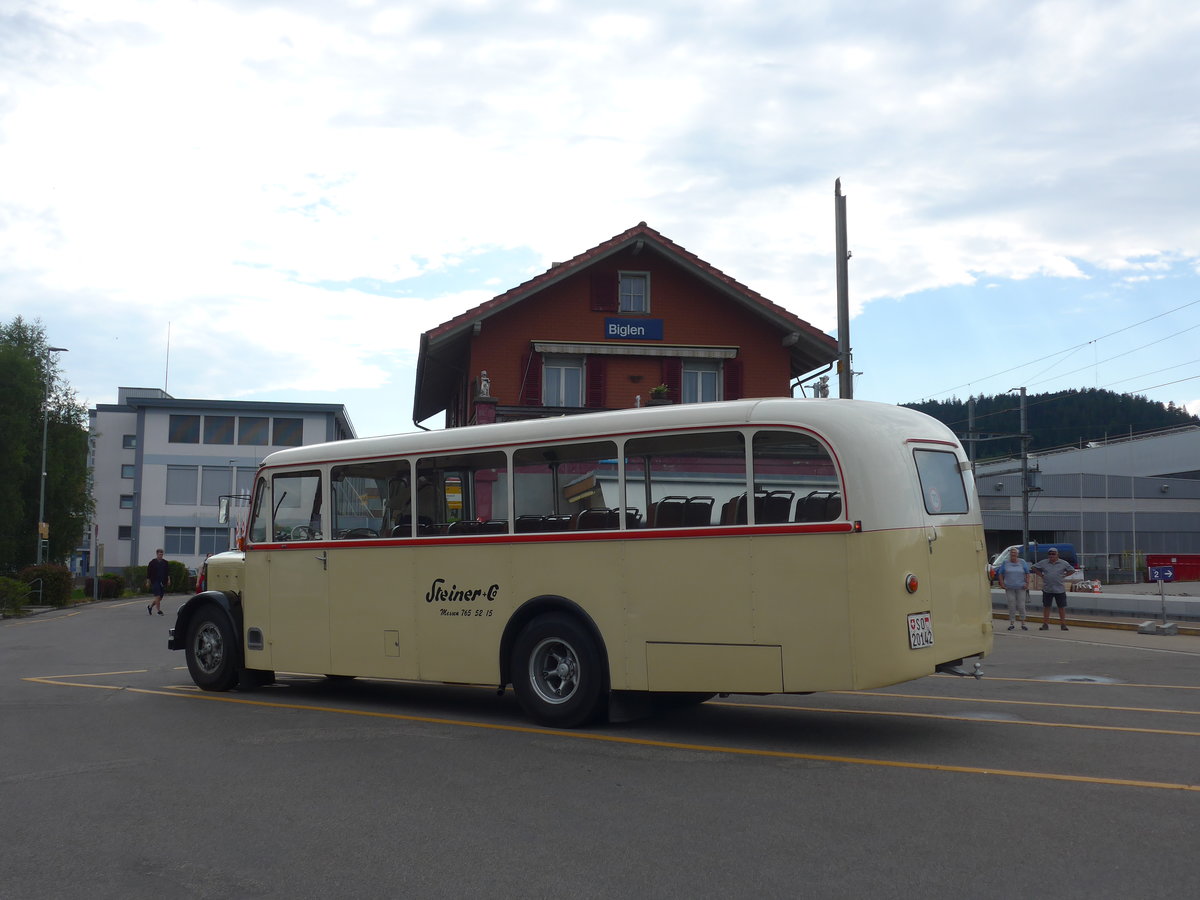 (207'446) - Steiner, Messen - SO 20'142 - Berna/Hess (ex B�rtschi, Biberen) am 7. Juli 2019 beim Bahnhof Biglen
