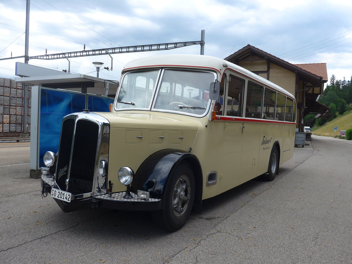 (207'459) - Steiner, Messen - SO 20'142 - Berna/Hess (ex B�rtschi, Biberen) am 7. Juli 2019 beim Bahnhof Emmenmatt