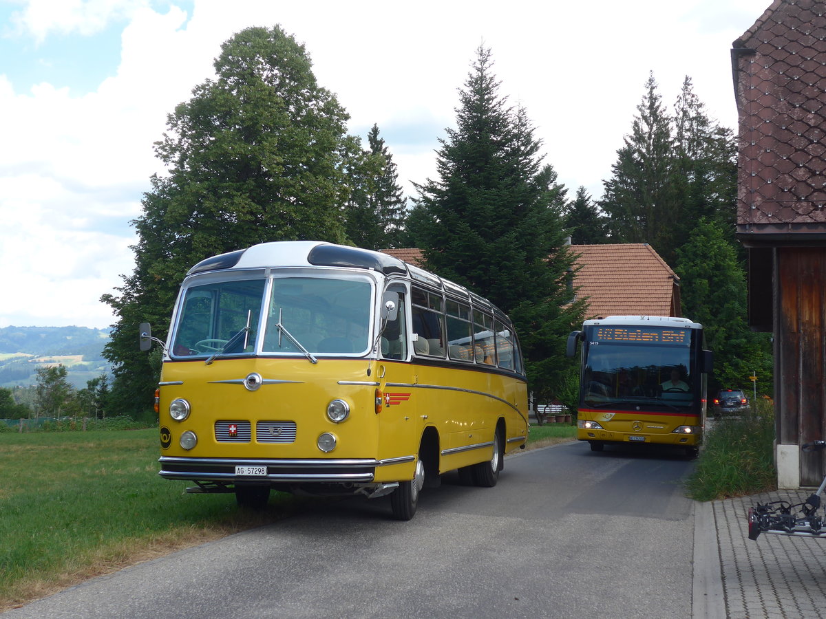 (207'519) - Zimmerli J., Oftringen - AG 57'298 - Berna/T�scher (ex Stutz, Oberlunkhofen; ex Leu, Schongau; ex Wicki, Bremgarten; ex P 22'054; ex P 20'704) am 7. Juli 2019 in Waldh�usern, Kurhaus