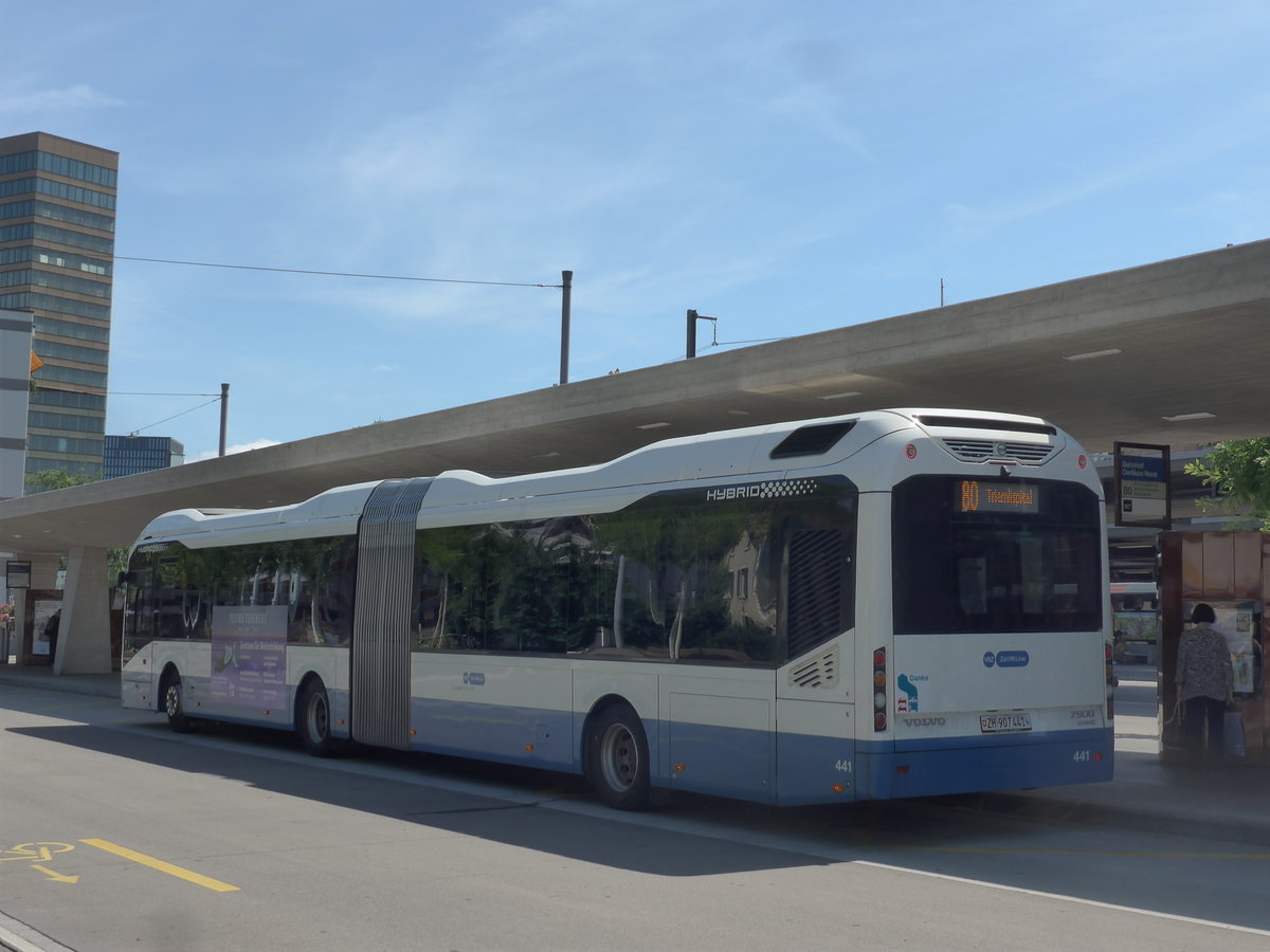 (208'250) - VBZ Z�rich - Nr. 441/ZH 907'441 - Volvo am 1. August 2019 beim Bahnhof Z�rich-Oerlikon
