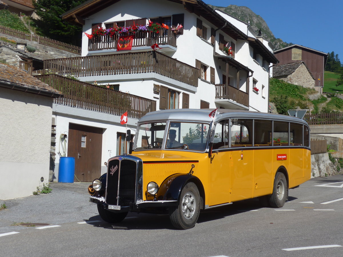 (208'302) - Bonnard, Ayer - VS 16'091 - Saurer/Hess (ex APN Gen�ve; ex Baumgartner, Grenchen; ex P 23'009; ex P 2031) am 3. August 2019 in Simplon Dorf, Post