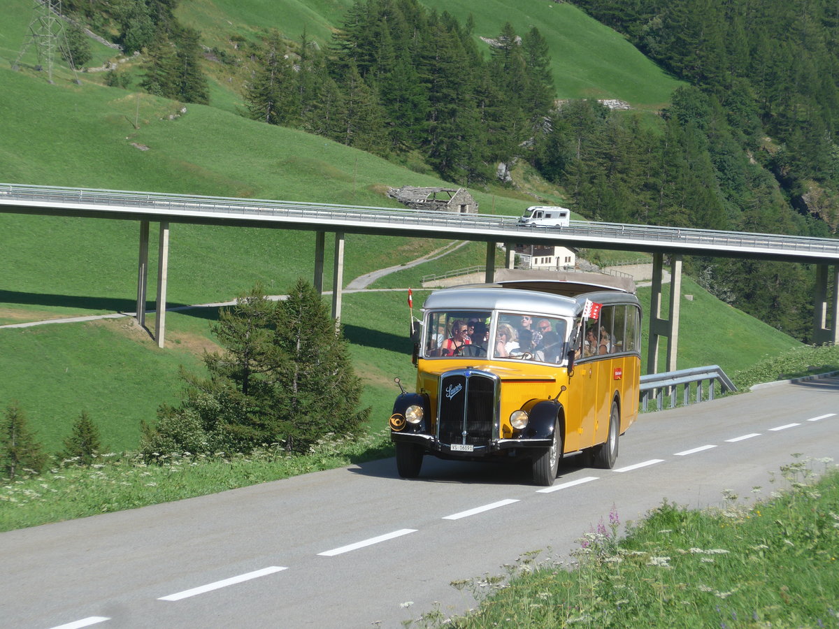 (208'369) - Bonnard, Ayer - VS 16'091 - Saurer/Hess (ex APN Gen�ve; ex Baumgartner, Grenchen; ex P 23'009; ex P 2031) am 3. August 2019 bei Simplon Dorf