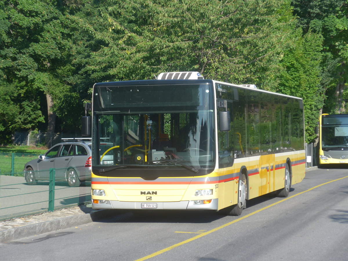(209'044) - STI Thun - Nr. 123/BE 700'123 - MAN am 18. August 2019 bei der Schiffl�ndte Thun