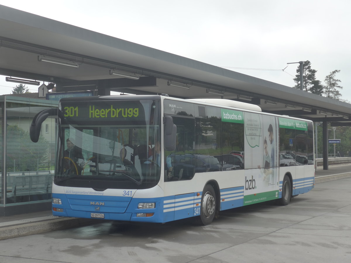 (209'966) - BSW Sargans - Nr. 341/SG 297'514 - Mercedes am 6. Oktober 2019 beim Bahnhof Altst�tten