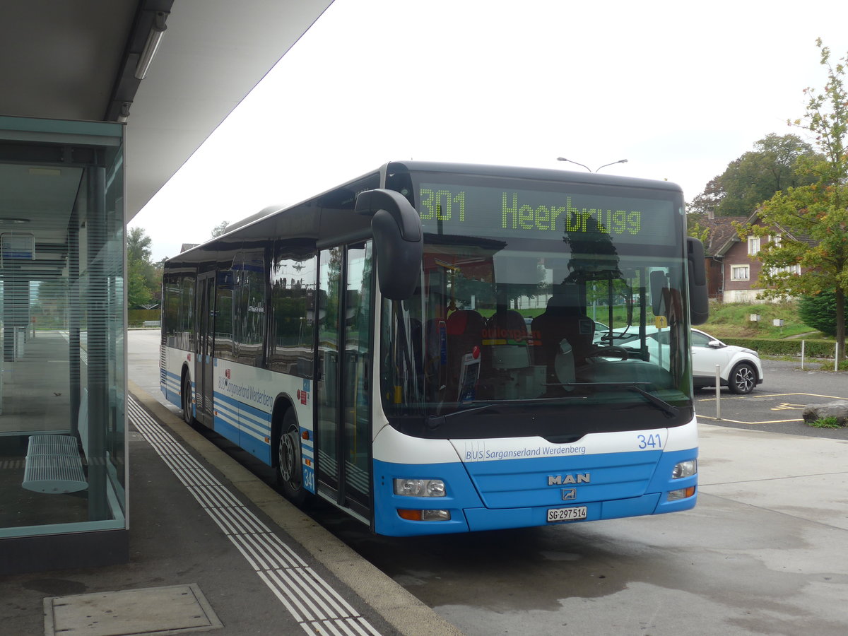 (209'968) - BSW Sargans - Nr. 341/SG 297'514 - MAN am 6. Oktober 2019 beim Bahnhof Altst�tten