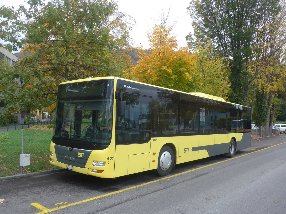 (210'705) - STI Thun - Nr. 401/BE 849'401 - MAN am 28. Oktober 2019 bei der Schiffl�ndte Thun