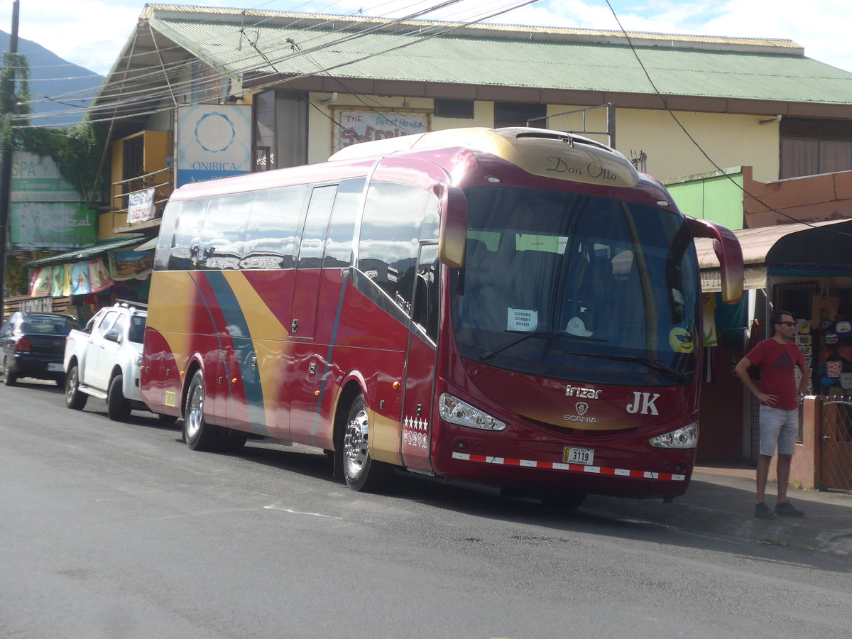 (211'680) - Transportes J.K., San Jos� - 3119 - Scania/Irizar am 19. November 2019 in La Fortuna