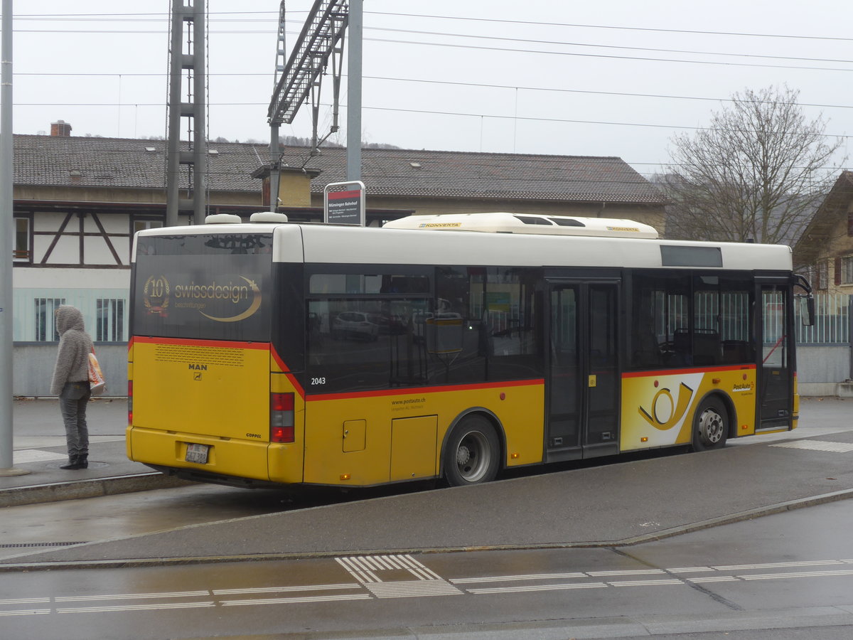 (212'842) - Lengacher, Wichtrach - Nr. 3/BE 547'388 - MAN/G�ppel am 9. Dezember 2019 beim Bahnhof M�nsingen