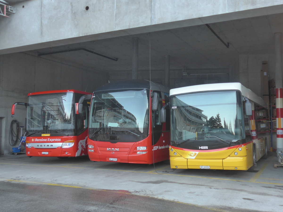 (213'227) - PostAuto Graub�nden - GR 69'102 - Scania/Hess am 1. Januar 2020 in Chur, Garage