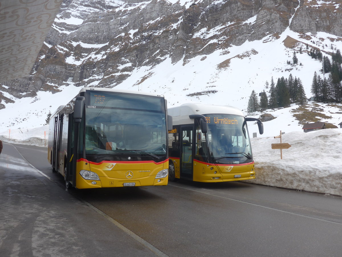 (214'024) - PostAuto Ostschweiz - SG 445'304 - Mercedes am 1. Februar 2020 in Schw�galp, S�ntis-Schwebebahn